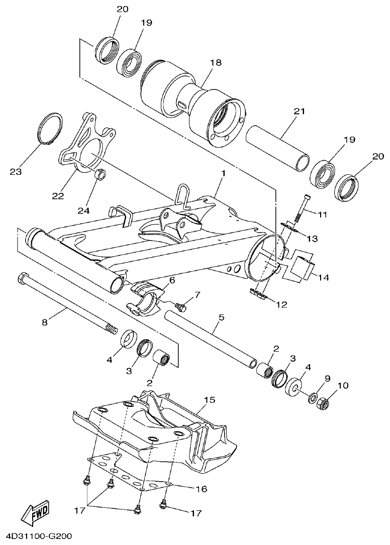 Yamaha 250RAP REAR ARM parts diagram